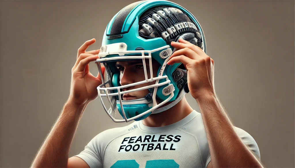 Angezogener American Footballhelm